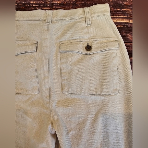 J. Crew Women's Size 25 Hi-Rise Wide Leg Crop 20 inch Natural Cream Pants - Picture 3 of 9